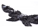 Black flower design, beads and spangles