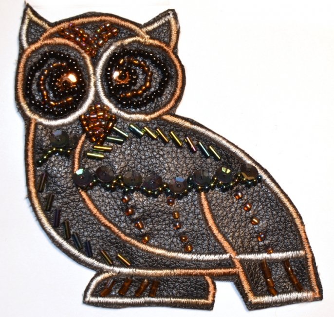 Owl design, beads and spangles
