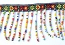 Beads fringe, black ribbon flower pattern
