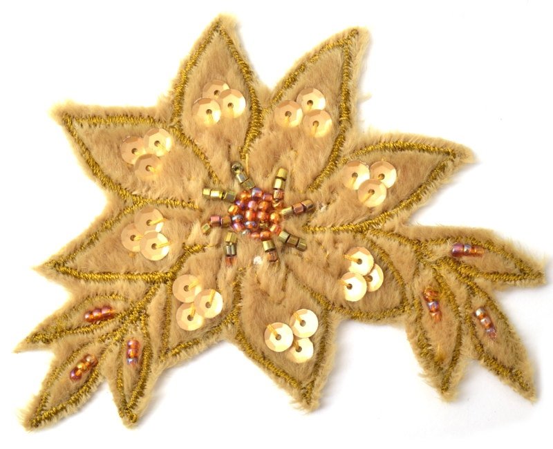 Flower design, fur beads and spangles