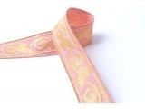 Gold and pink braid floral pattern 2 cm