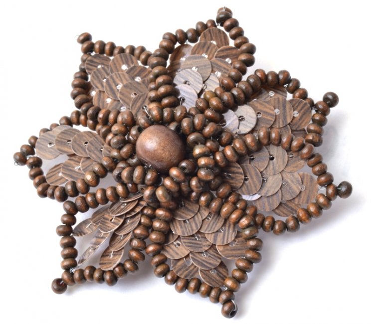 Fancy brooch wood and spangles