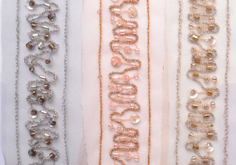 Embroidered braid, pearls